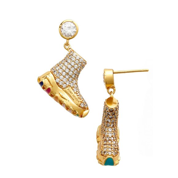 NWT Kurt Geiger London Pavé Crystal Sneaker Charm Necklace & Drop Earrings Set - Picture 2 of 6